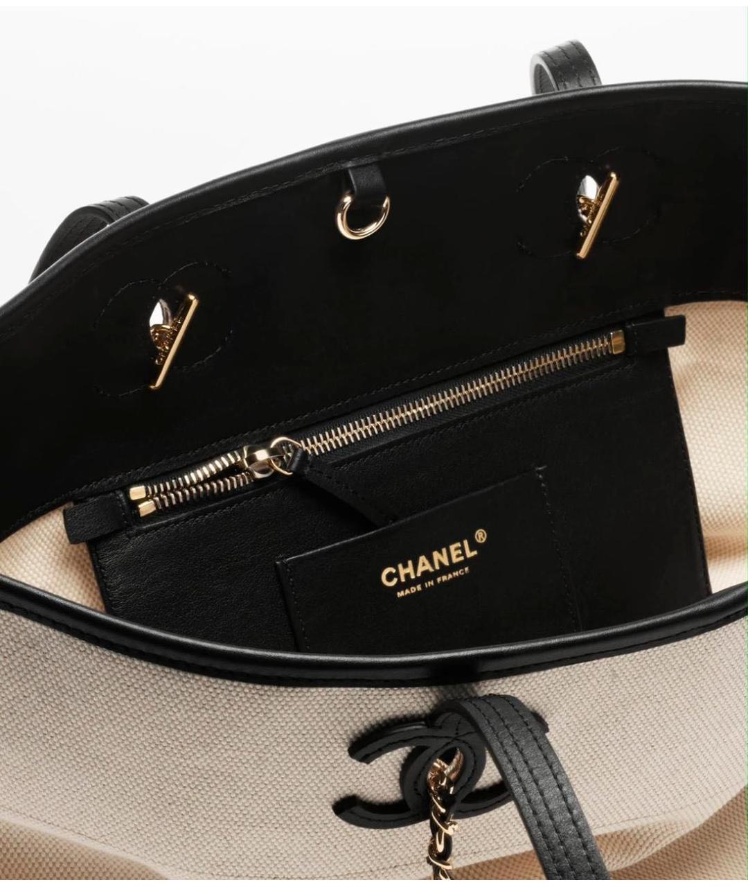 CHANEL Бежевая хлопковая пляжная сумка, фото 2