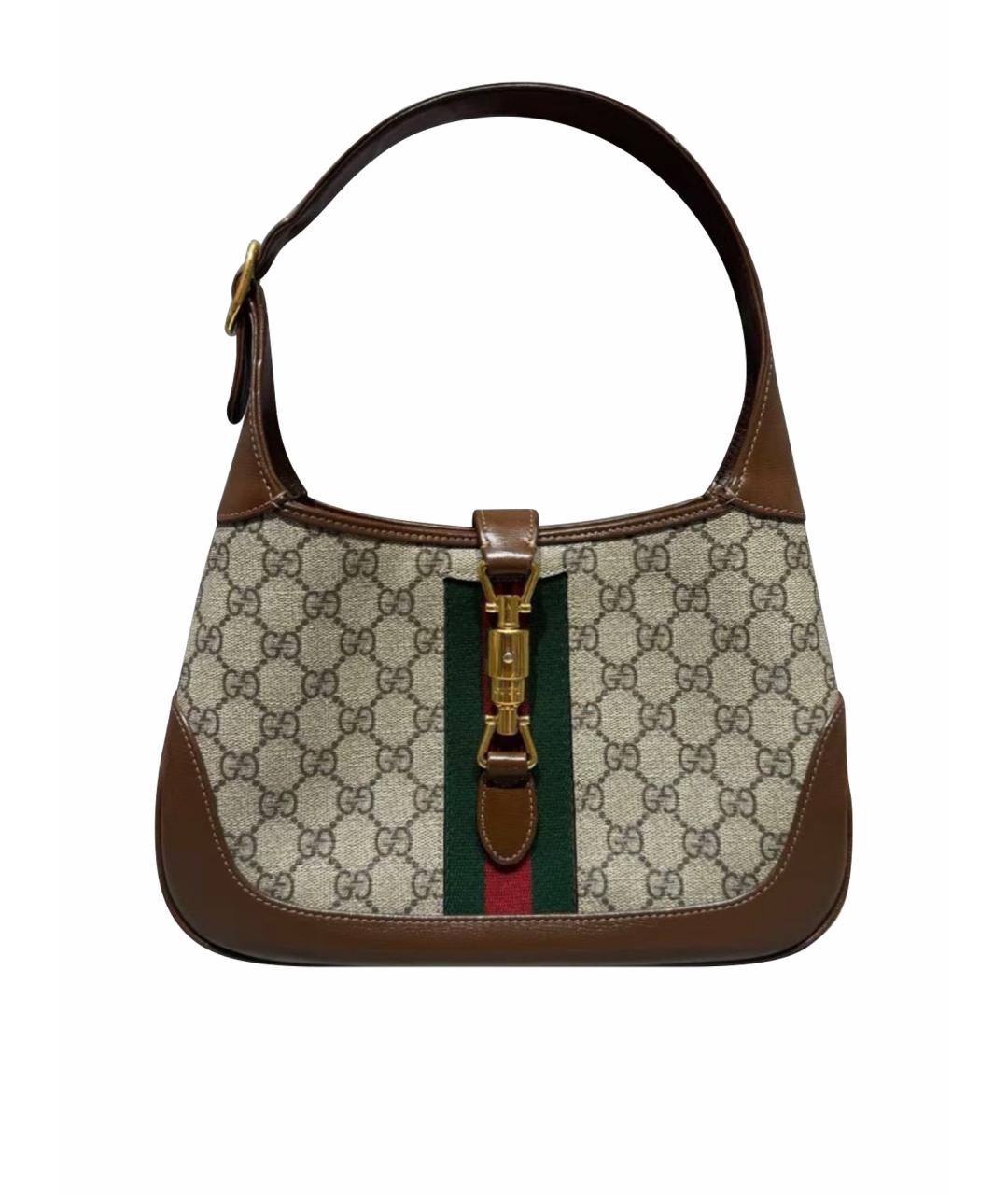 GUCCI Коричневая кожаная сумка с короткими ручками, фото 1