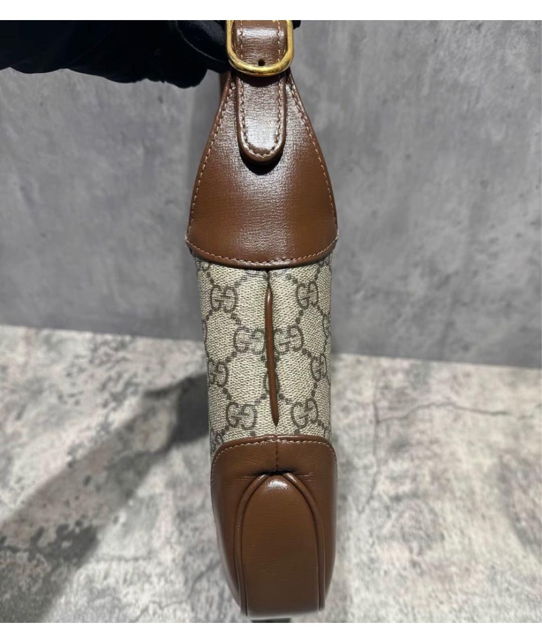 GUCCI Коричневая кожаная сумка с короткими ручками, фото 3