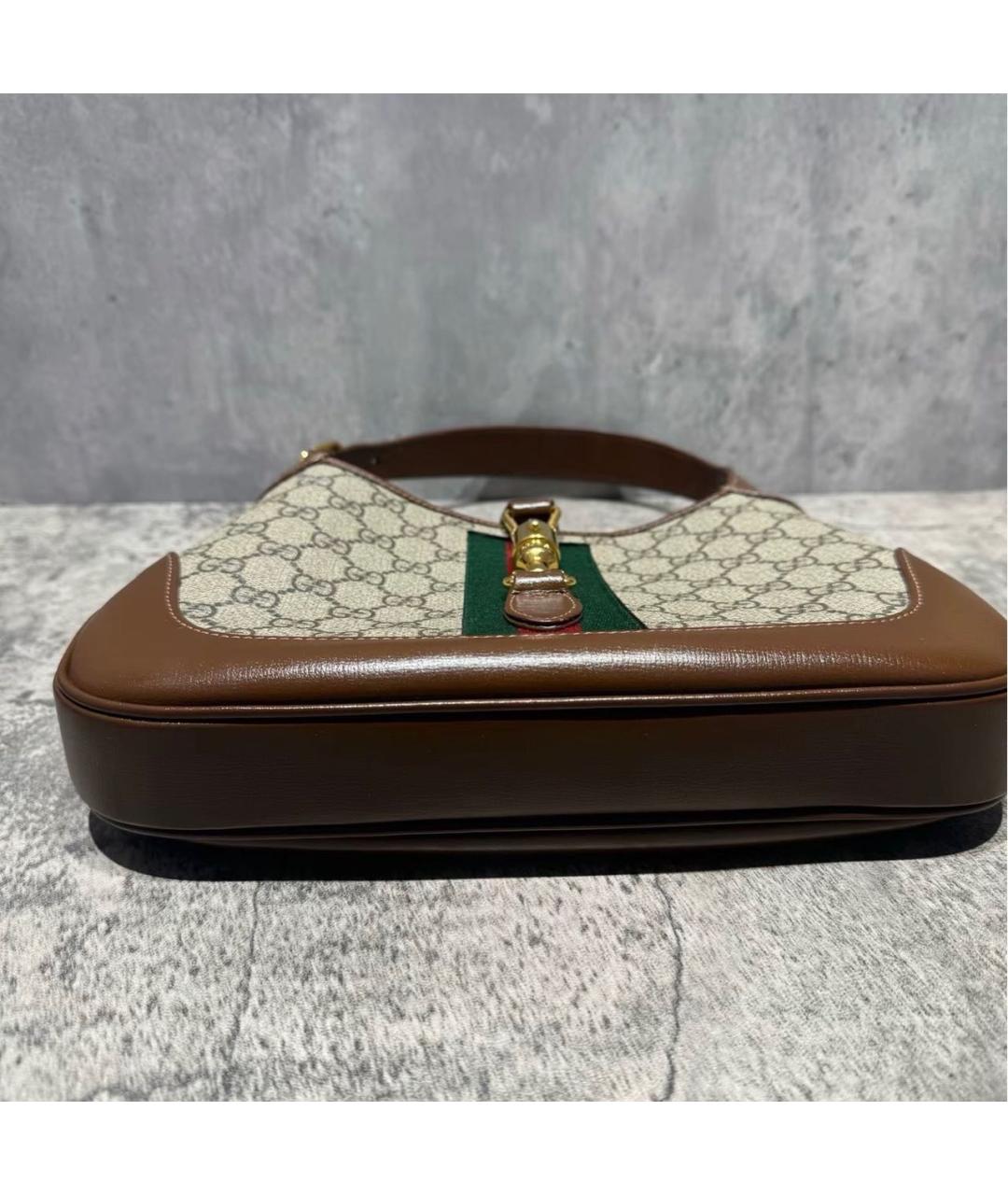 GUCCI Коричневая кожаная сумка с короткими ручками, фото 5