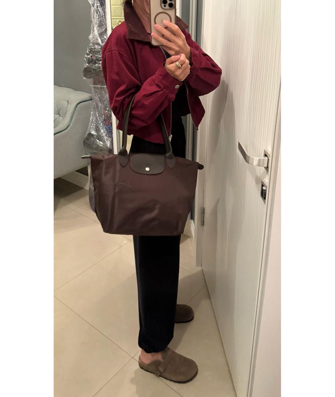 LONGCHAMP Коричневая тканевая сумка тоут, фото 7