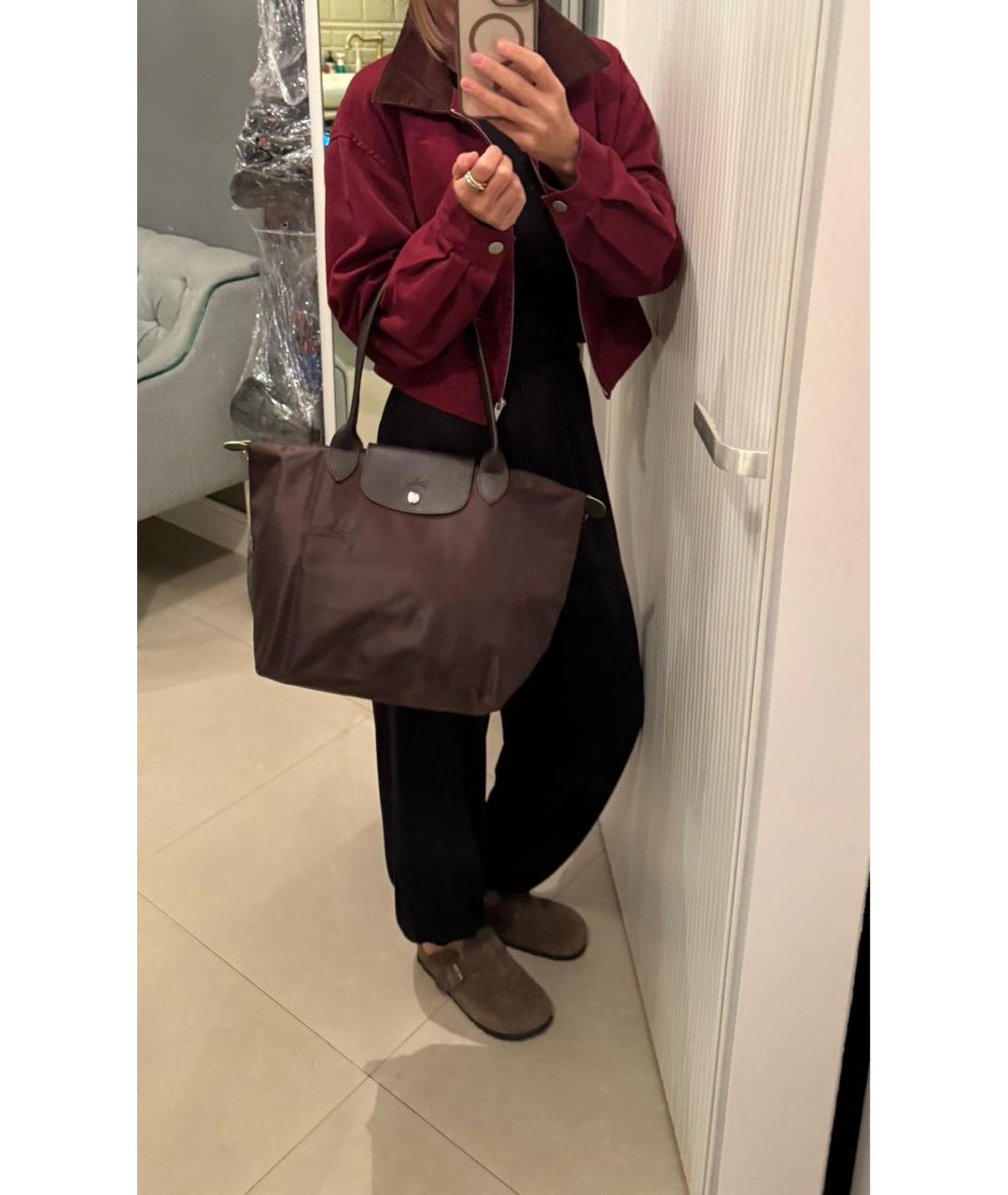 LONGCHAMP Коричневая тканевая сумка тоут, фото 6