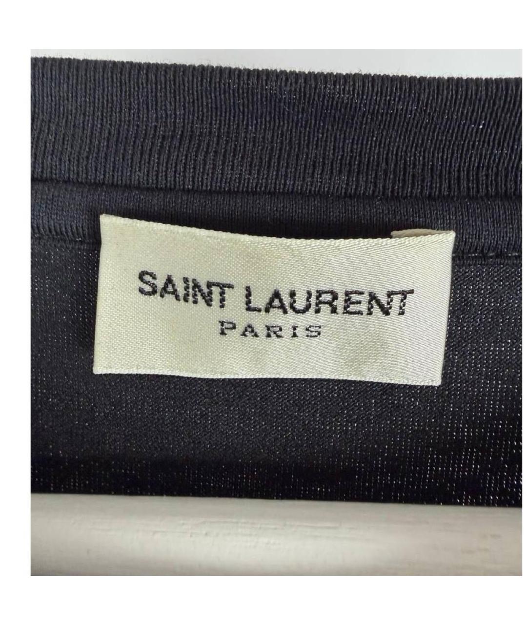 SAINT LAURENT Черная хлопковая футболка, фото 4
