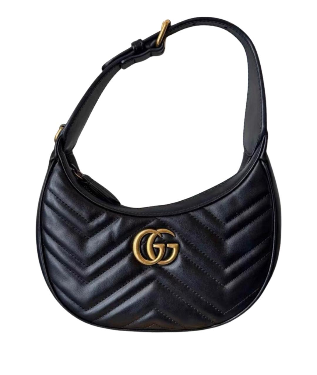 GUCCI Черная кожаная сумка с короткими ручками, фото 1