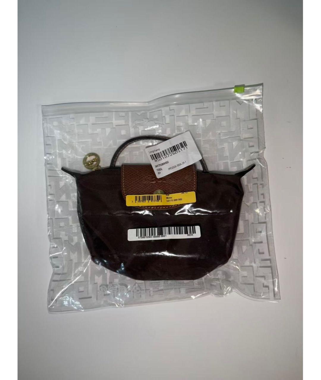 LONGCHAMP Коричневая тканевая сумка с короткими ручками, фото 3