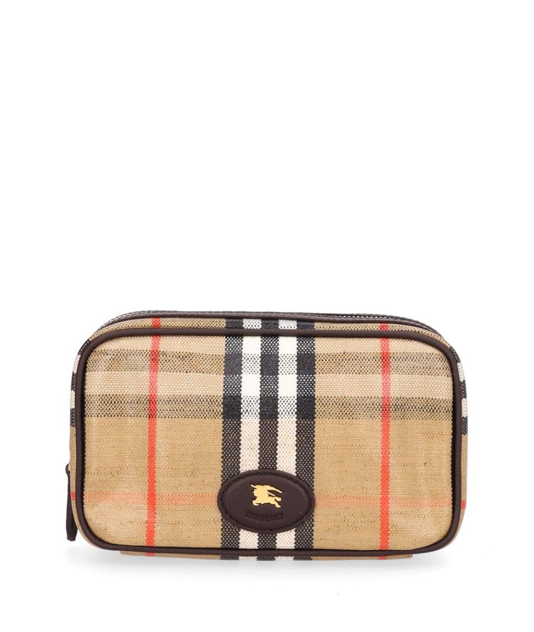 BURBERRY Бежевая косметичка из канвы, фото 1