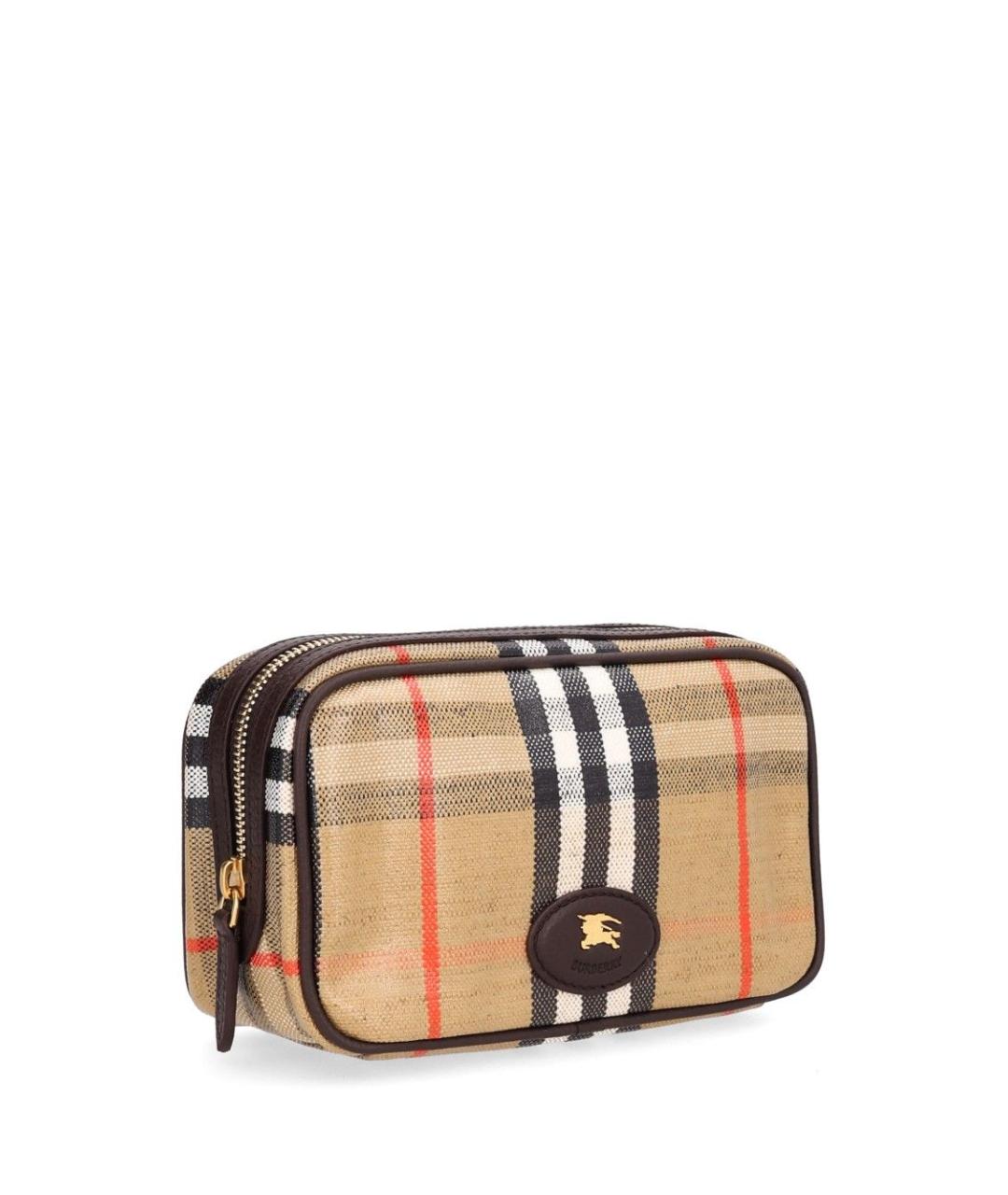 BURBERRY Бежевая косметичка из канвы, фото 2