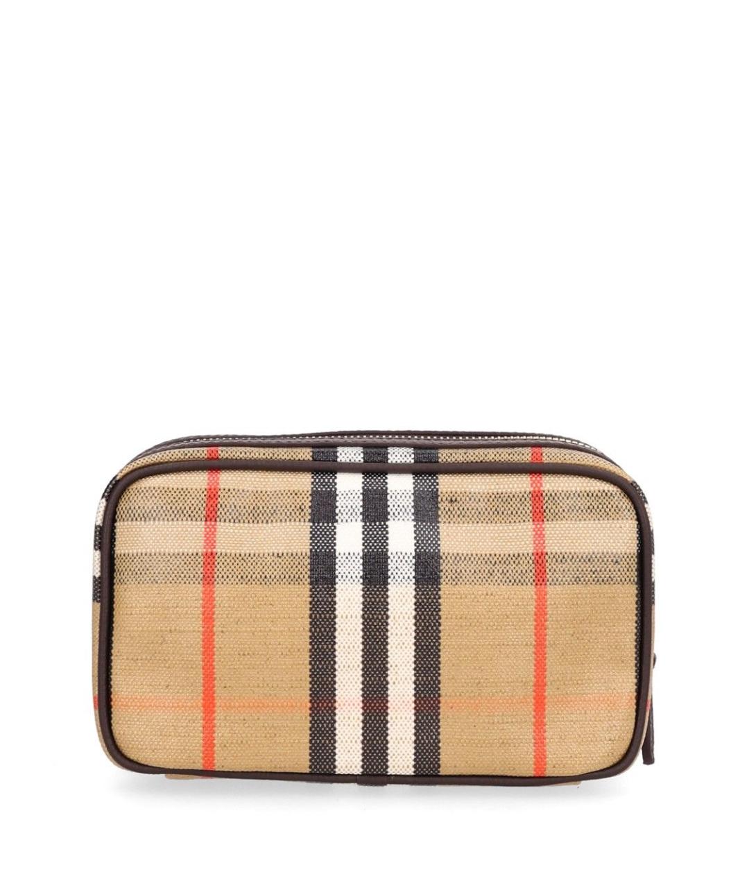 BURBERRY Бежевая косметичка из канвы, фото 3