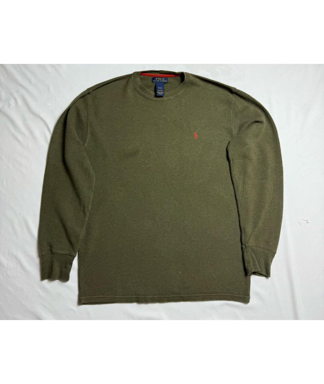 POLO RALPH LAUREN Зеленое хлопковое поло с длинным рукавом, фото 4