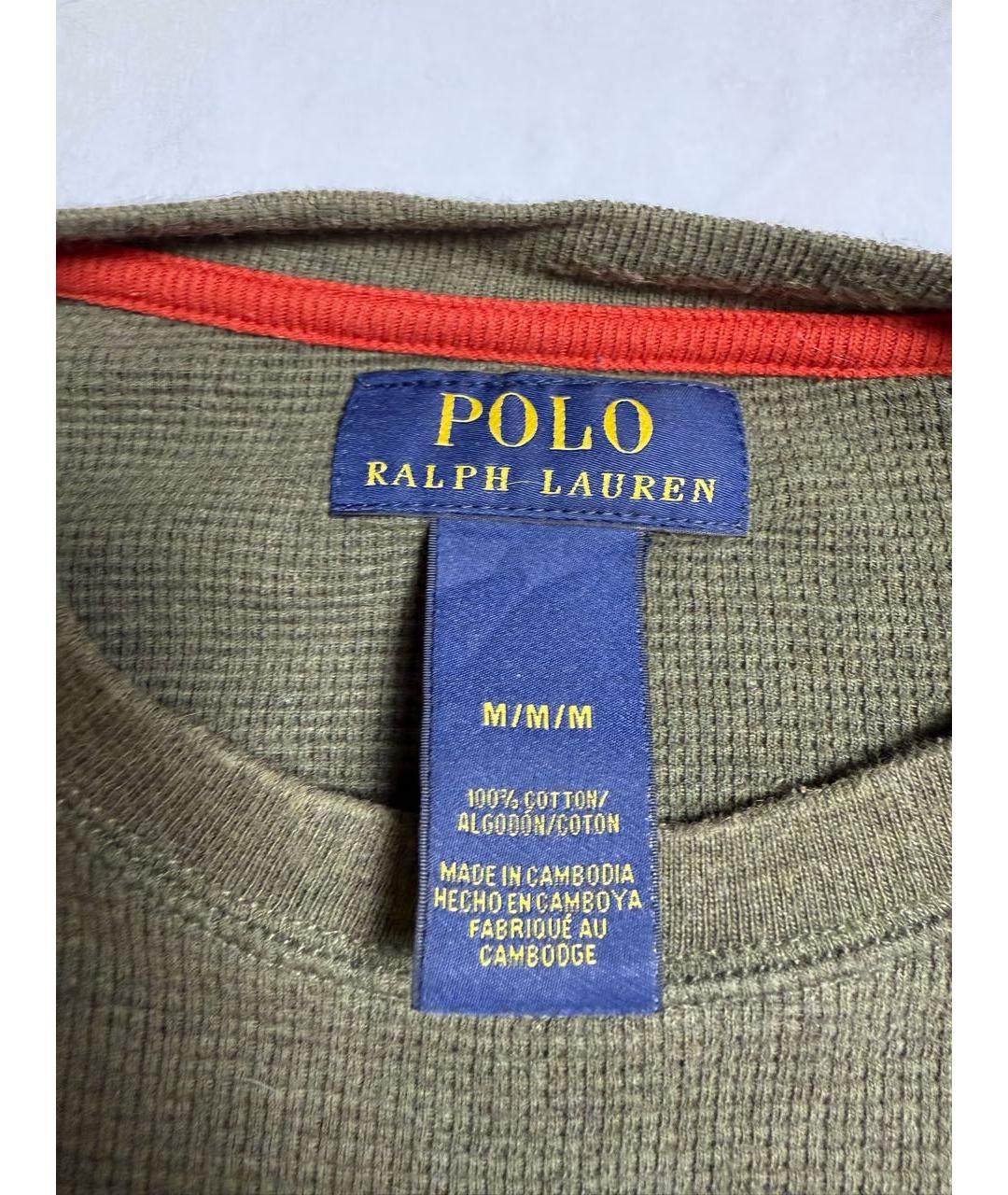 POLO RALPH LAUREN Зеленое хлопковое поло с длинным рукавом, фото 3