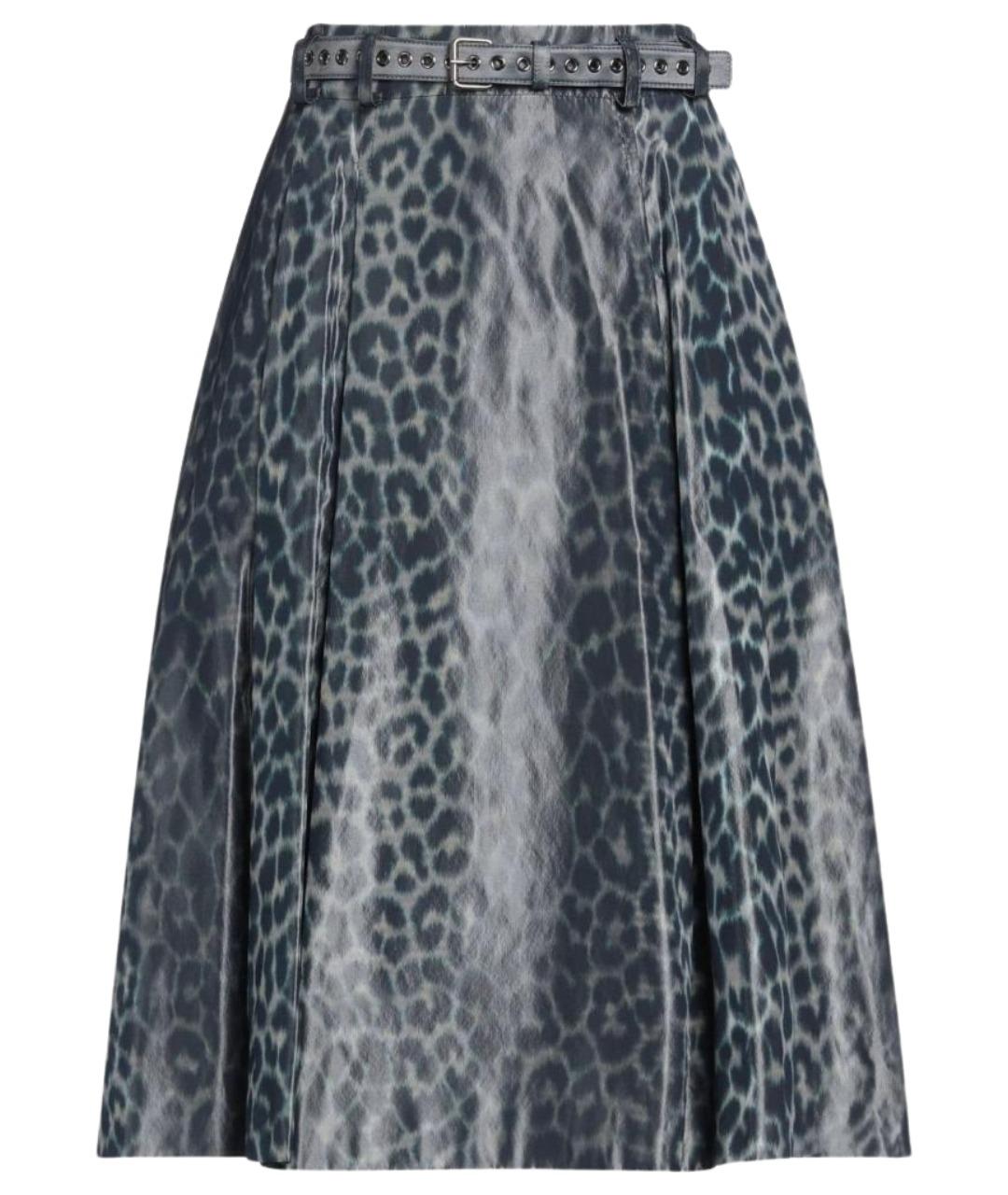 CHRISTIAN DIOR Синяя шелковая юбка миди, фото 1