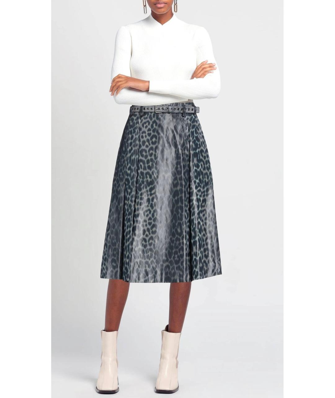 CHRISTIAN DIOR Синяя шелковая юбка миди, фото 2