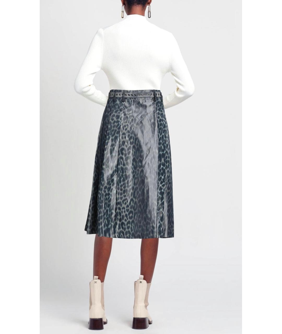 CHRISTIAN DIOR Синяя шелковая юбка миди, фото 3