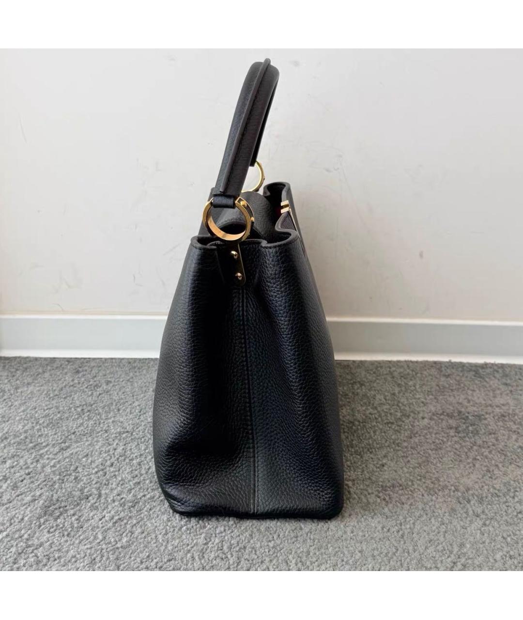 LOUIS VUITTON Черная кожаная сумка тоут, фото 3