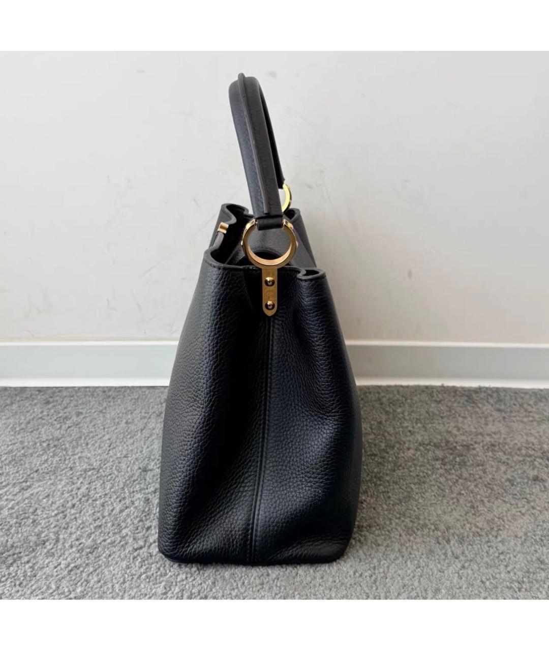 LOUIS VUITTON Черная кожаная сумка тоут, фото 4