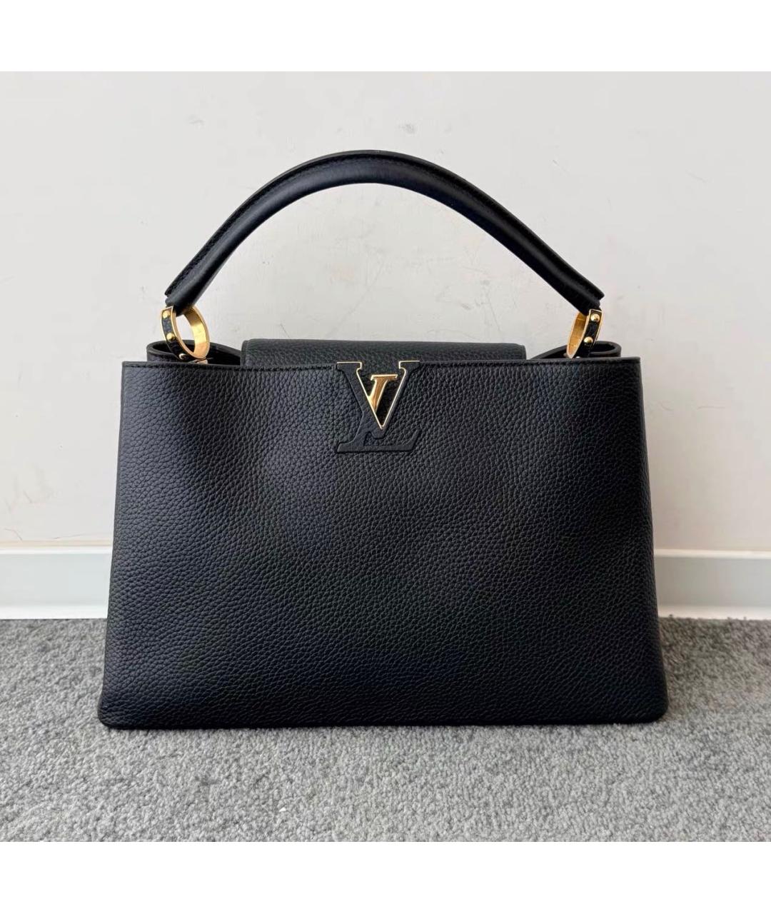 LOUIS VUITTON Черная кожаная сумка тоут, фото 9