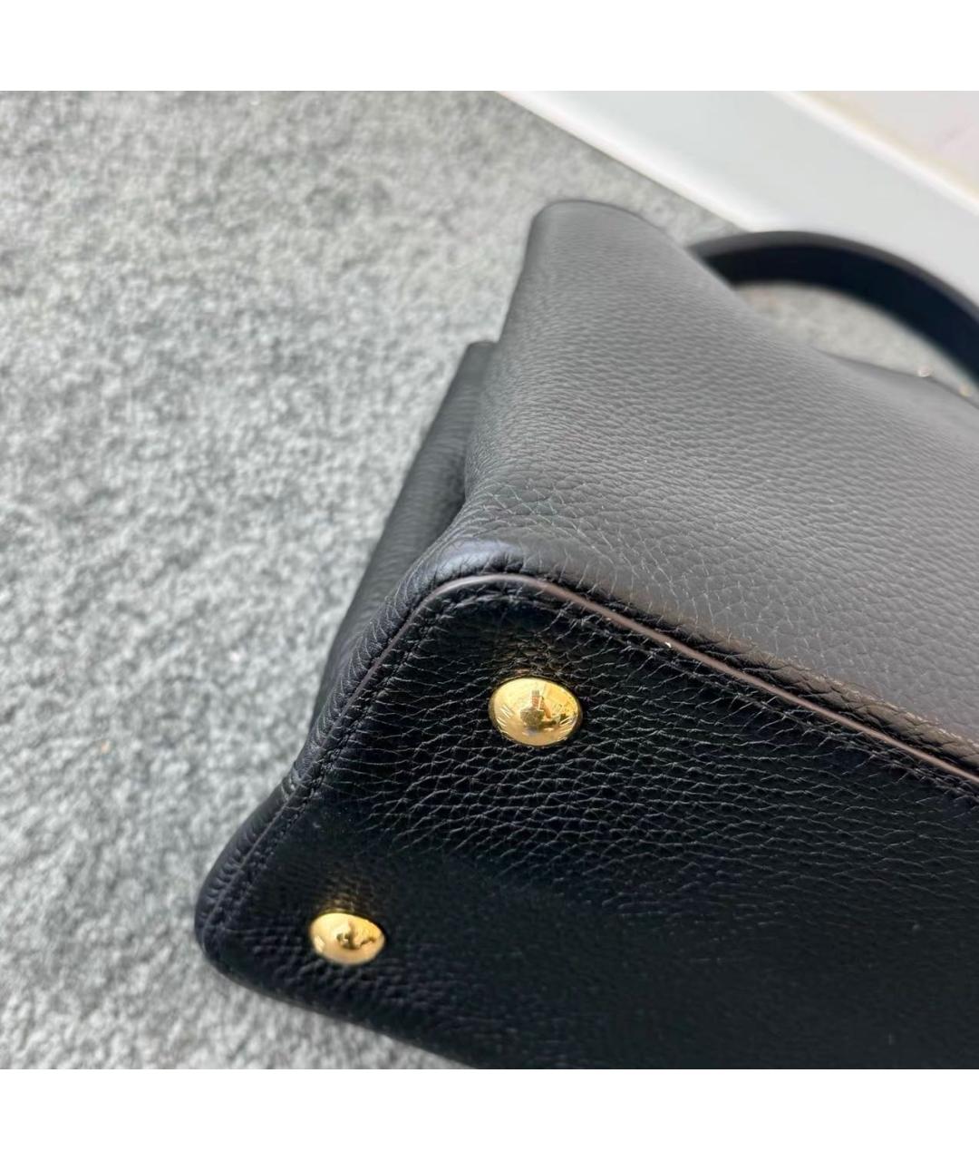LOUIS VUITTON Черная кожаная сумка тоут, фото 6