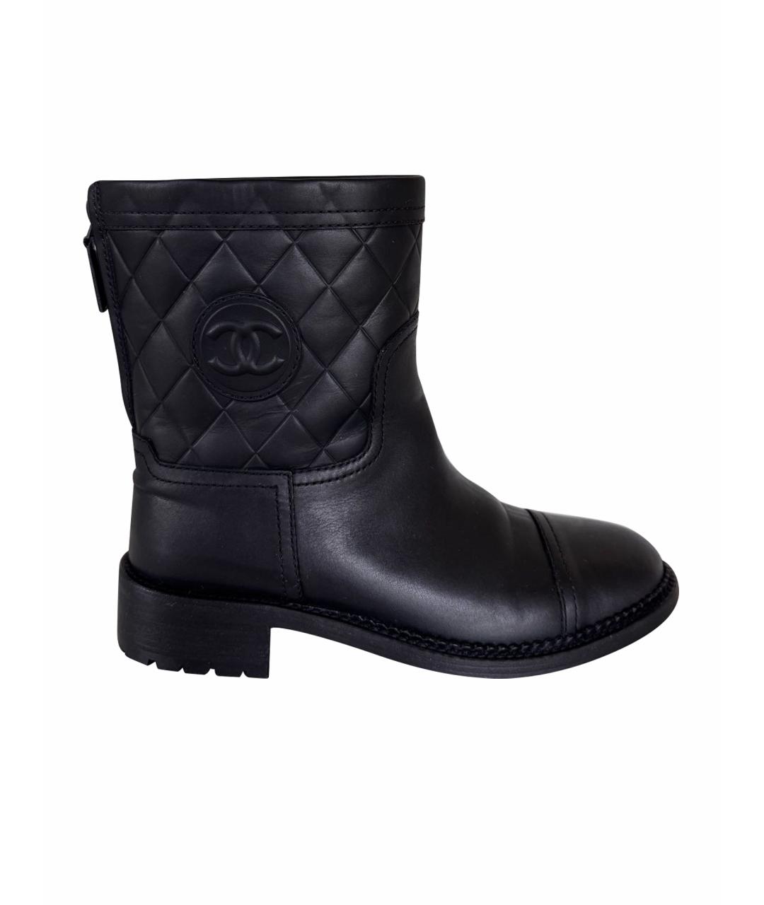 CHANEL Черные кожаные ботинки, фото 1