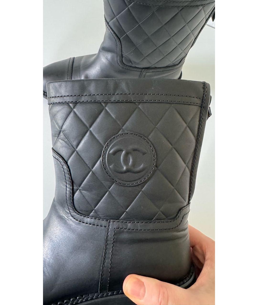 CHANEL Черные кожаные ботинки, фото 6