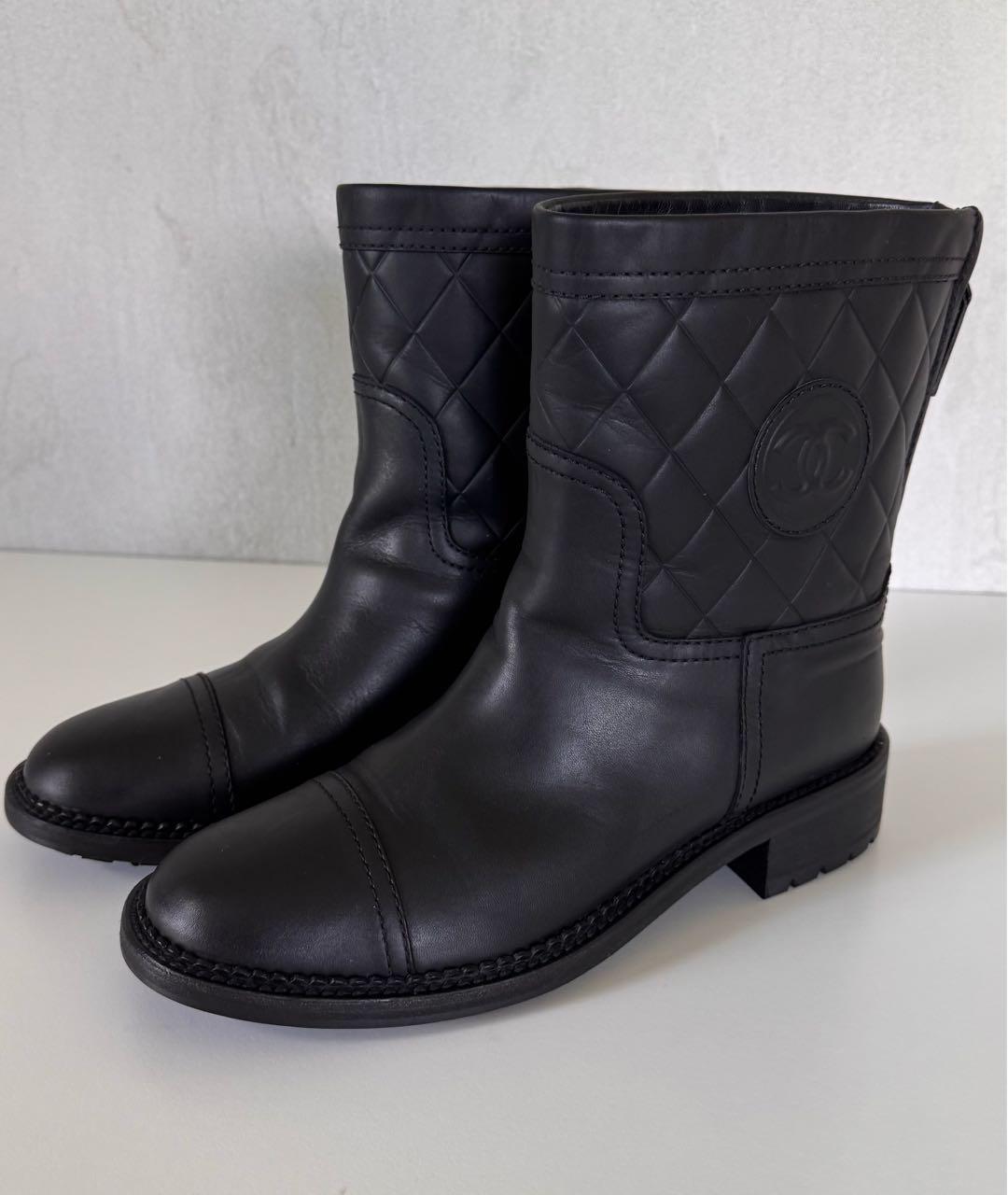 CHANEL Черные кожаные ботинки, фото 5