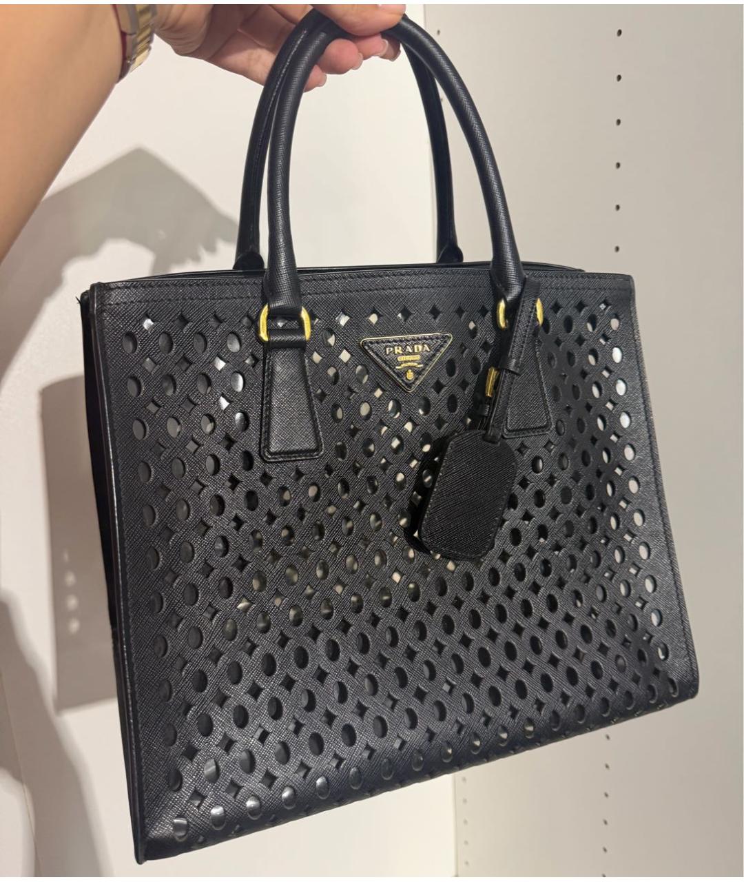 PRADA Черная кожаная сумка тоут, фото 9