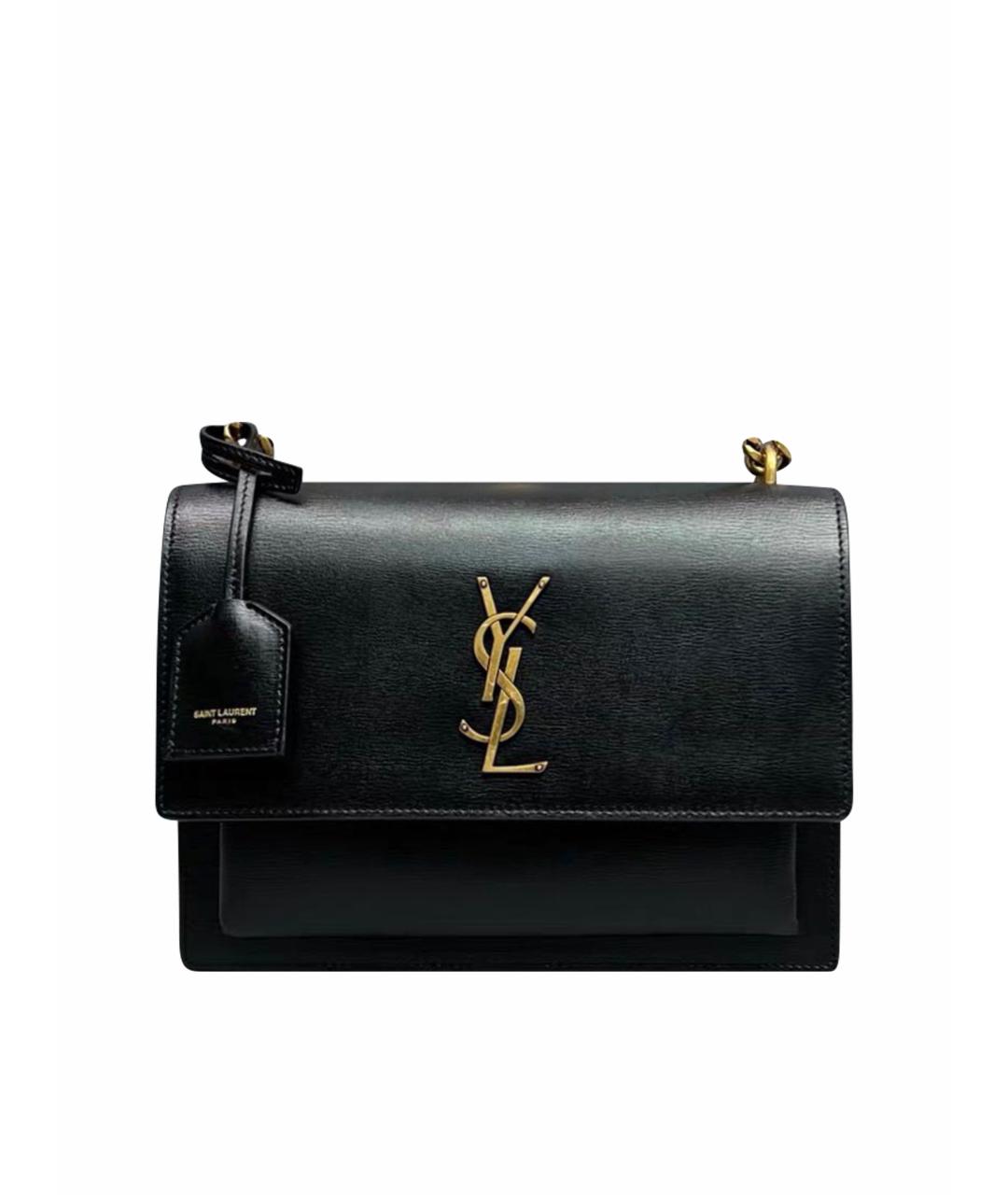 SAINT LAURENT Черная кожаная сумка через плечо, фото 1