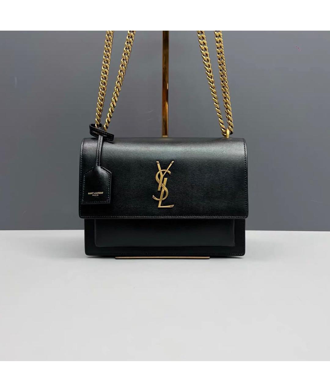 SAINT LAURENT Черная кожаная сумка через плечо, фото 9