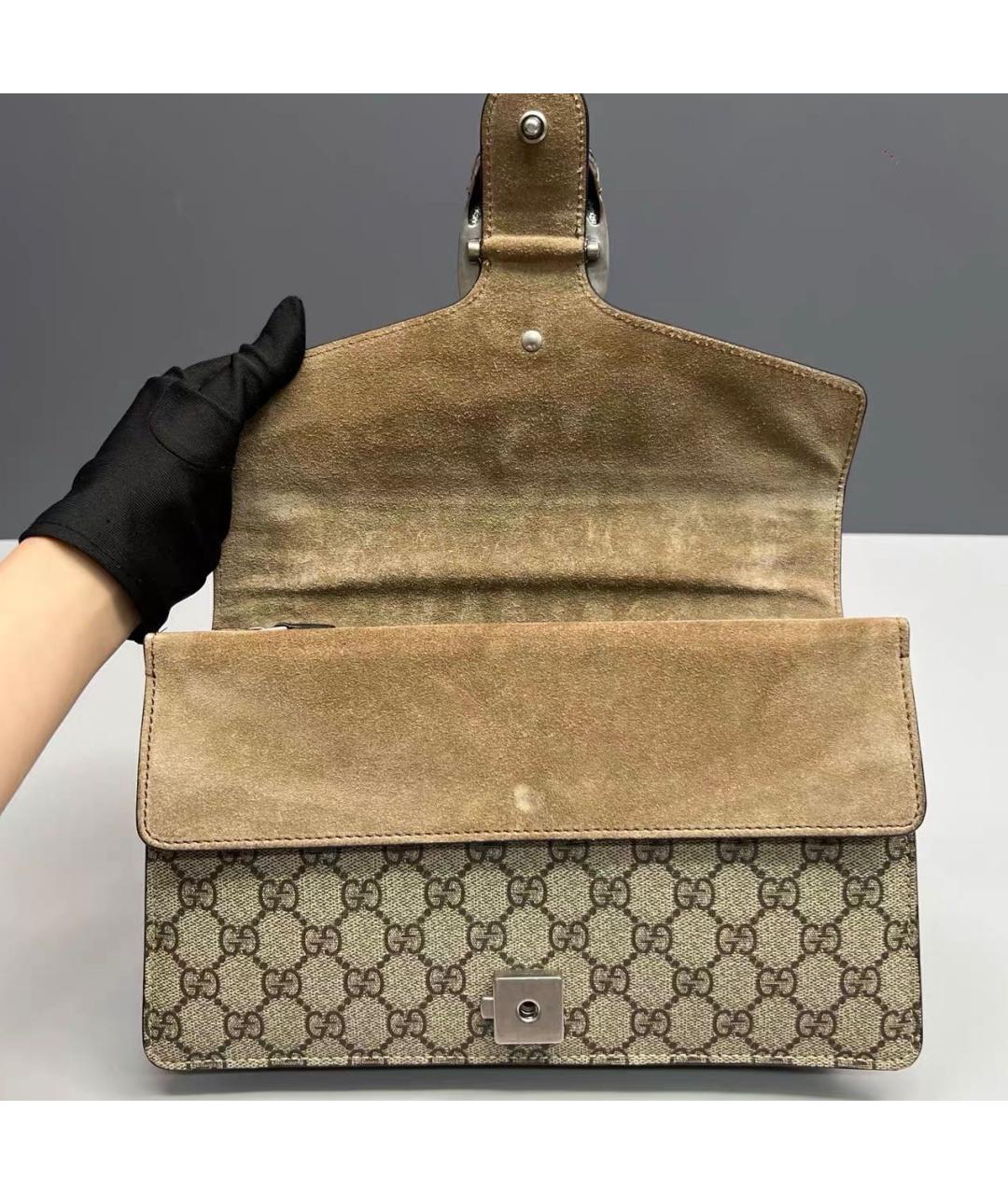 GUCCI Бежевая замшевая сумка через плечо, фото 7