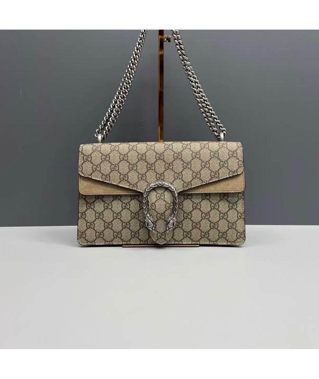 GUCCI Бежевая замшевая сумка через плечо, фото 9