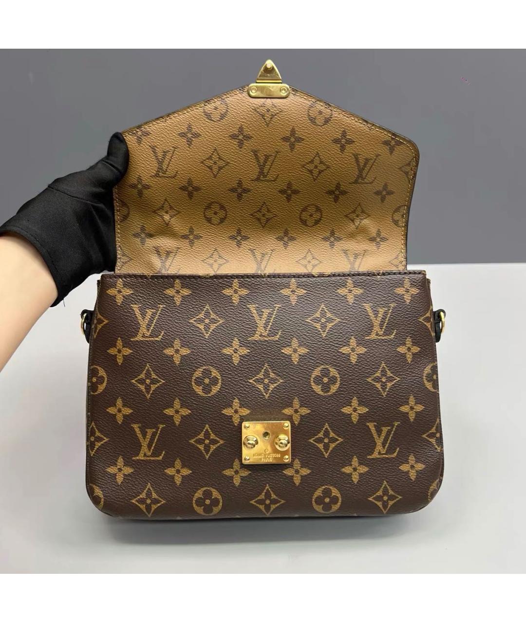 LOUIS VUITTON Коричневая кожаная сумка через плечо, фото 7