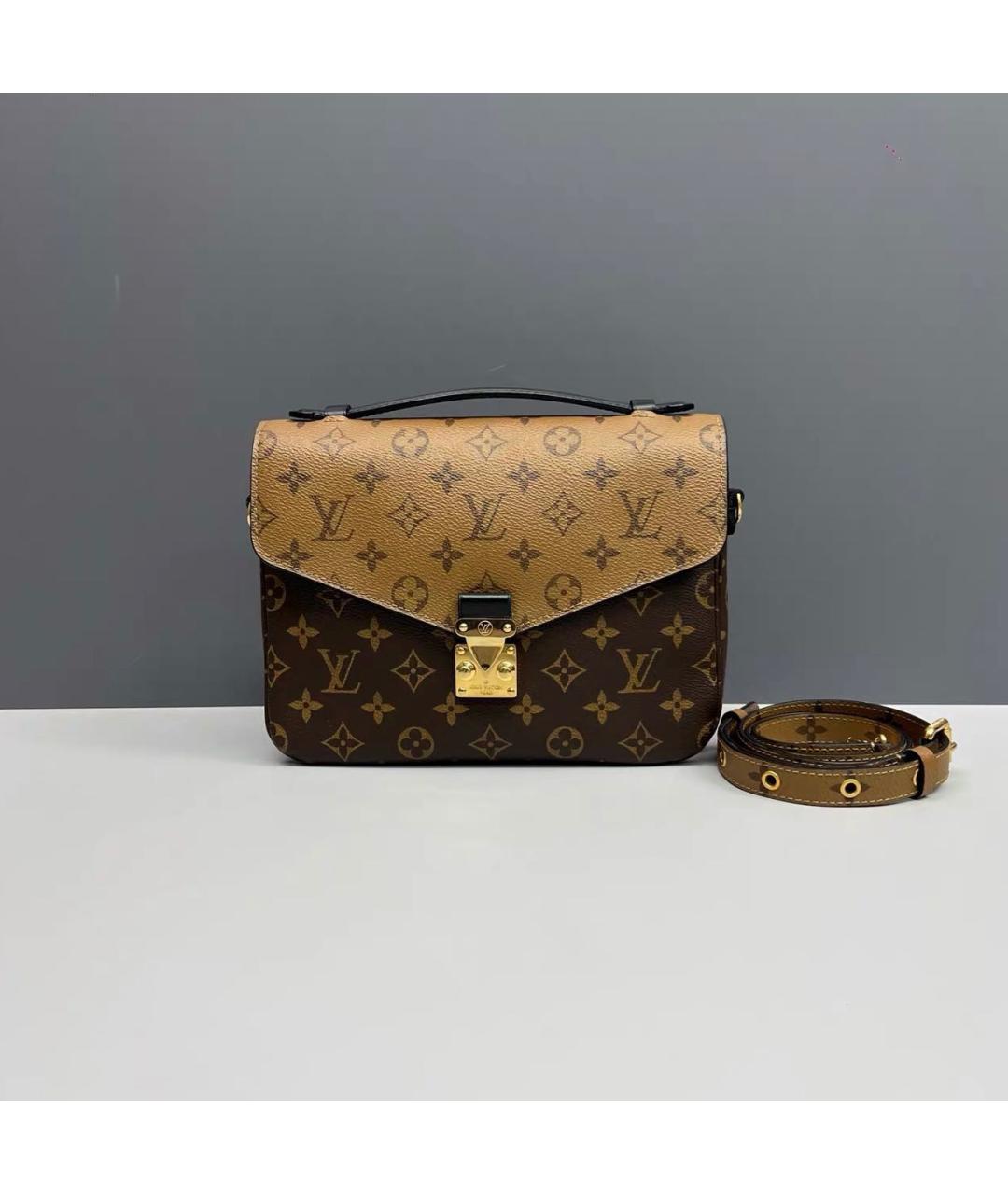 LOUIS VUITTON Коричневая кожаная сумка через плечо, фото 9