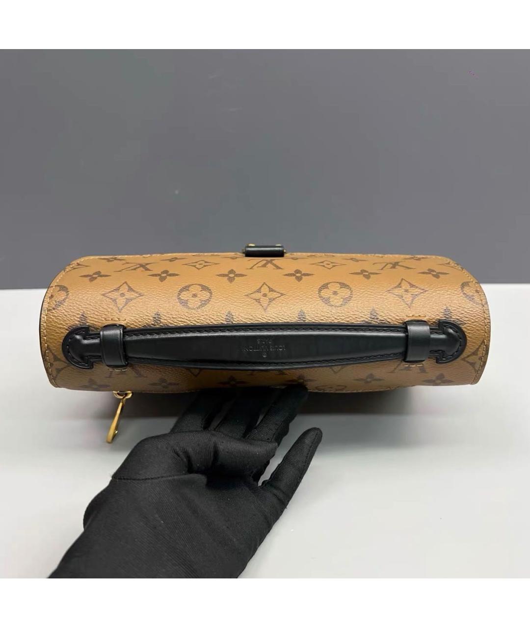 LOUIS VUITTON Коричневая кожаная сумка через плечо, фото 6