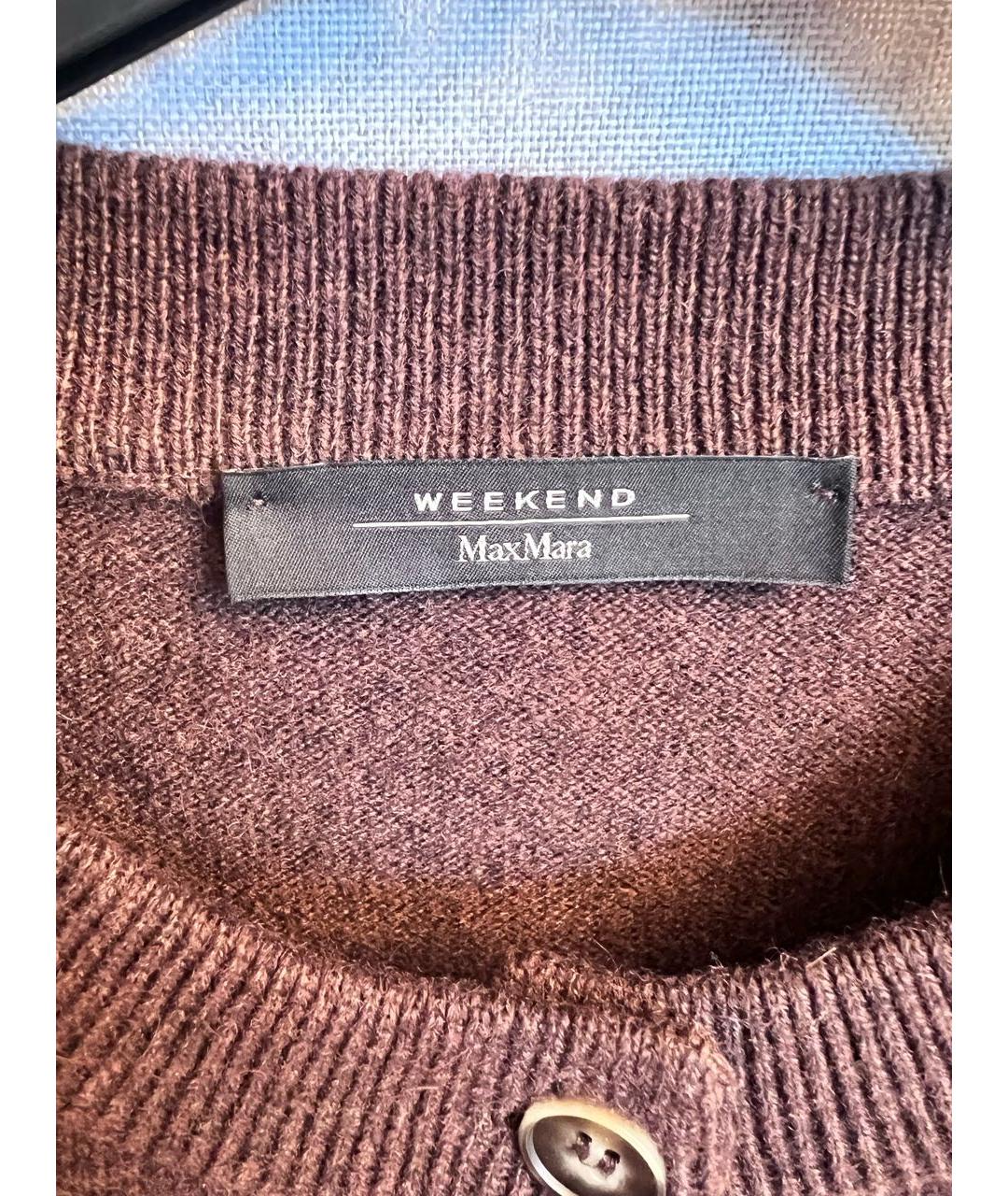 WEEKEND MAX MARA Коричневый шерстяной кардиган, фото 3