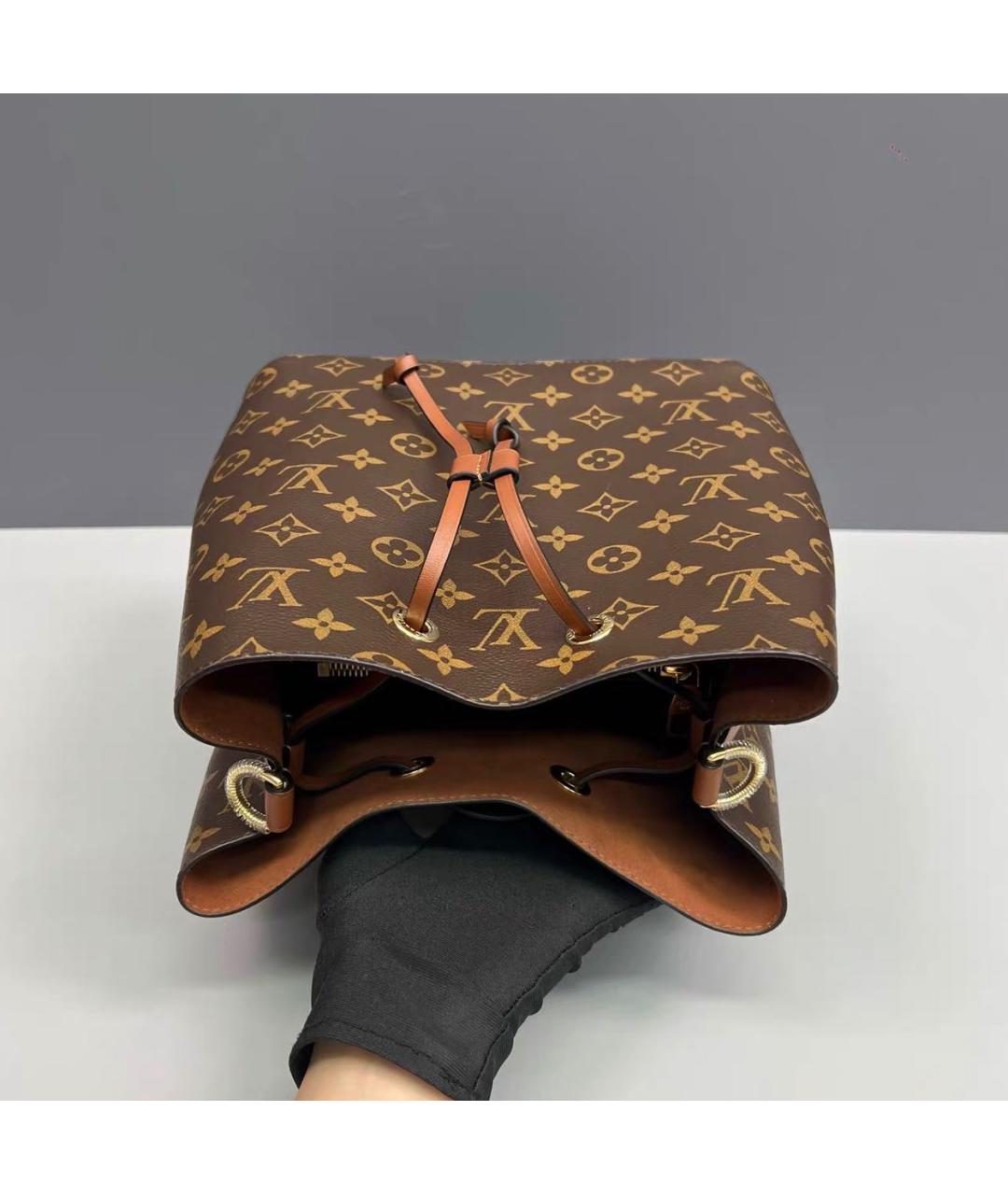 LOUIS VUITTON Коричневая кожаная сумка тоут, фото 6
