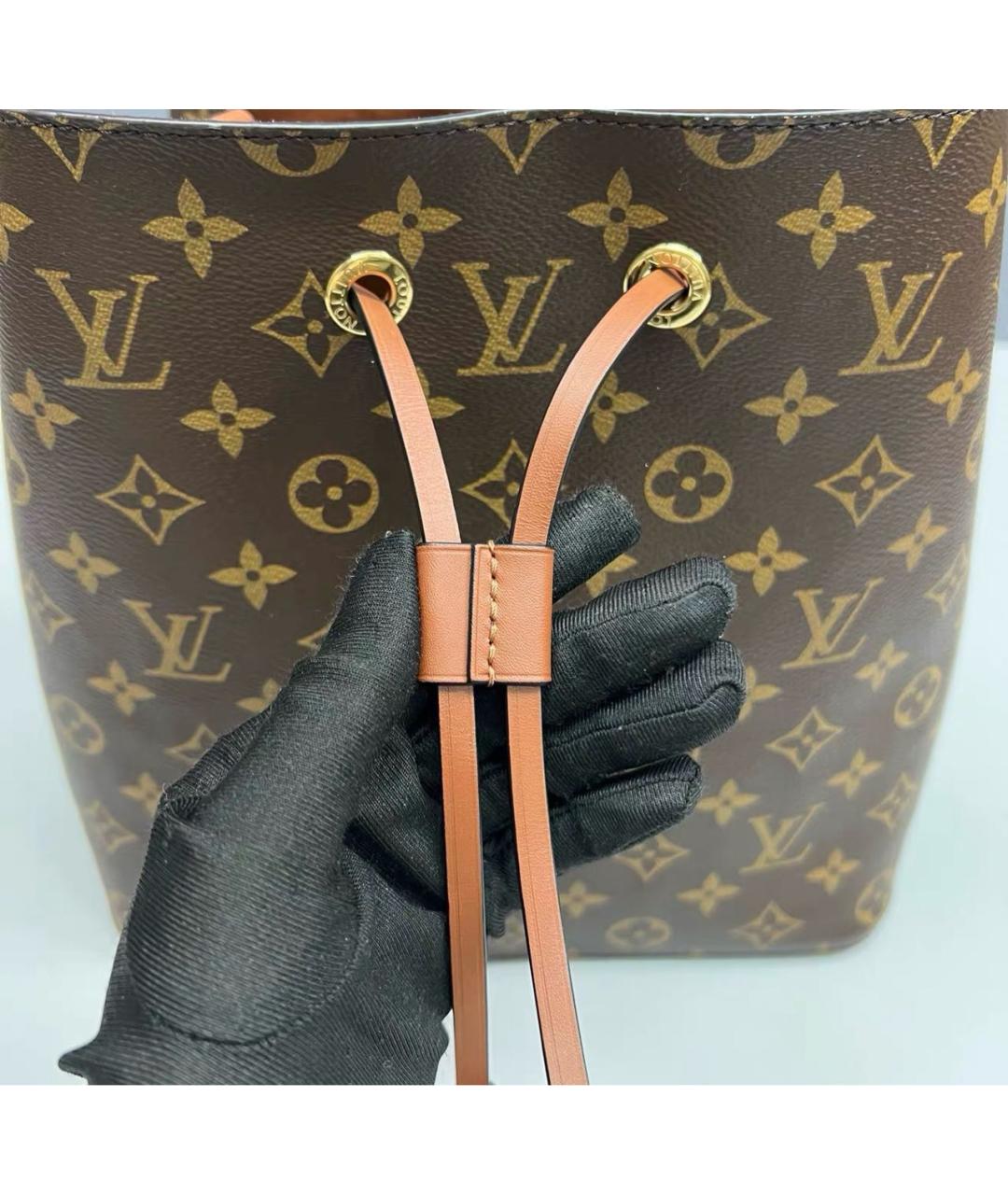 LOUIS VUITTON Коричневая кожаная сумка тоут, фото 8