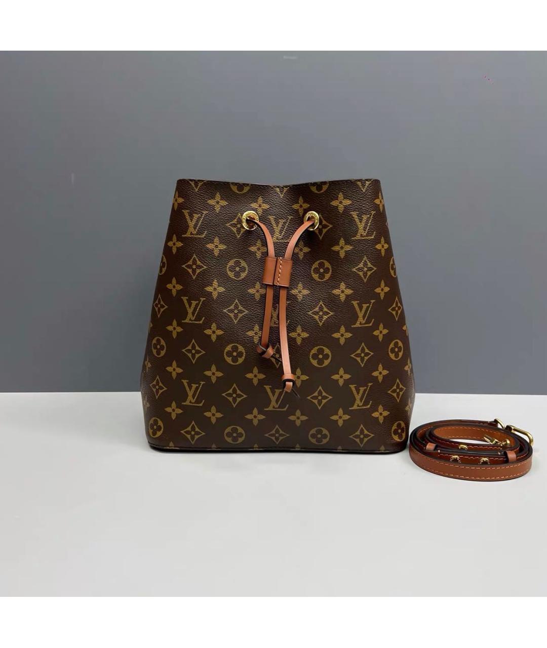 LOUIS VUITTON Коричневая кожаная сумка тоут, фото 9