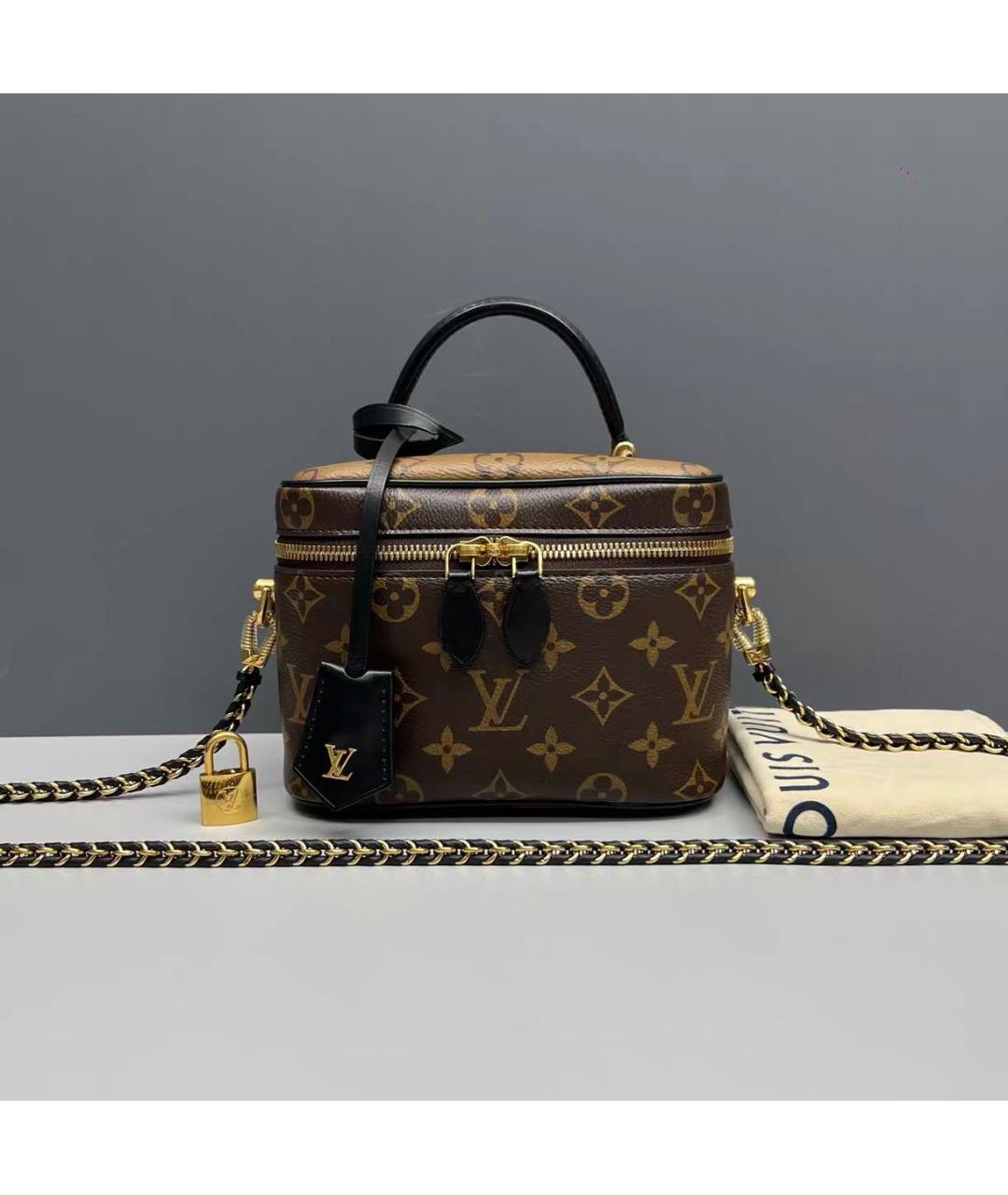 LOUIS VUITTON Коричневая кожаная сумка через плечо, фото 9