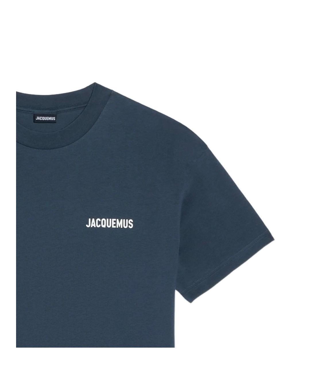 JACQUEMUS Темно-синяя хлопковая футболка, фото 3