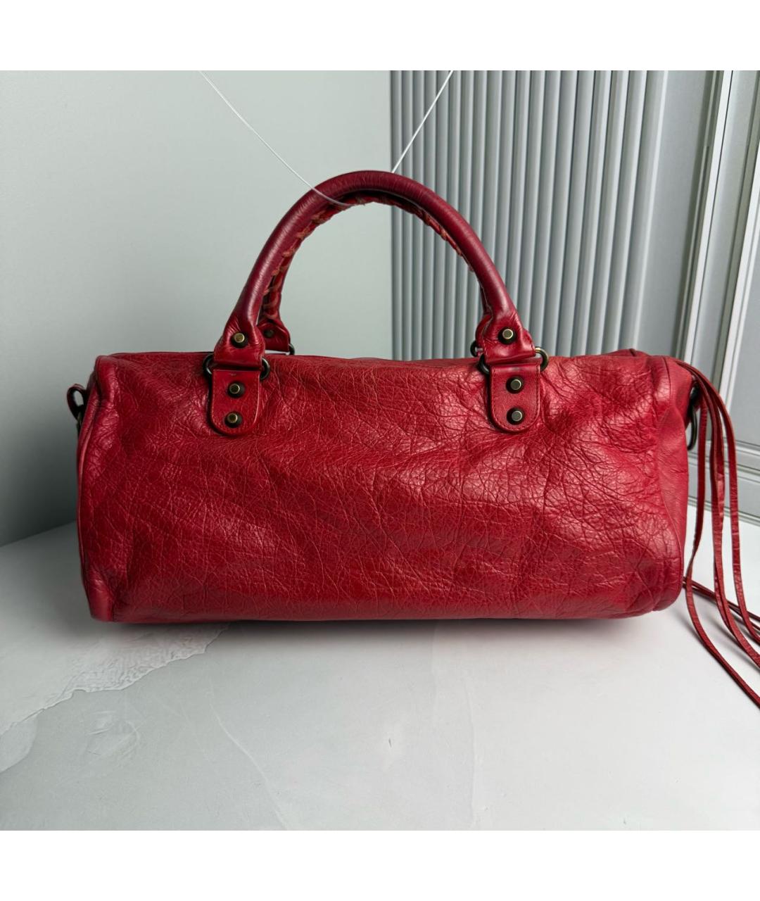 BALENCIAGA Красная кожаная сумка с короткими ручками, фото 4