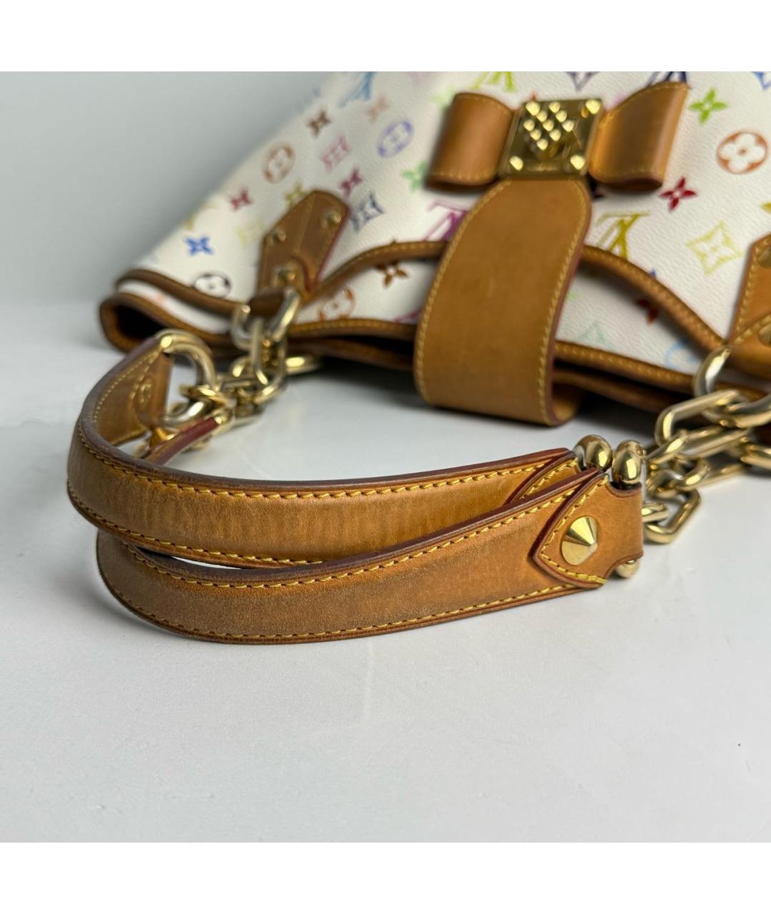 LOUIS VUITTON Белая сумка с короткими ручками из канвы, фото 4
