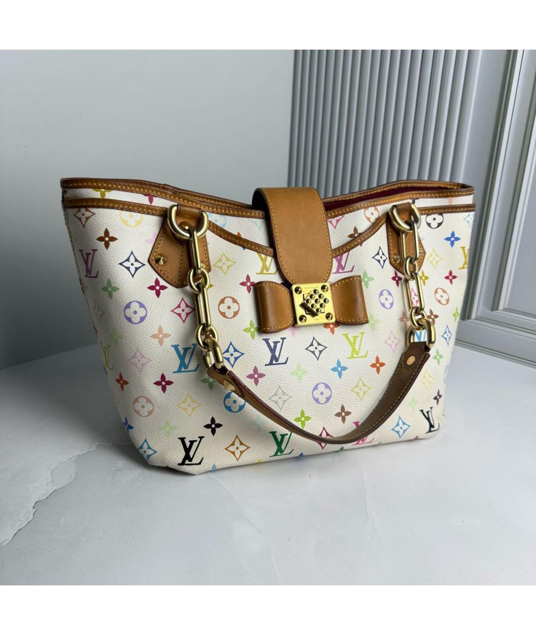 LOUIS VUITTON Белая сумка с короткими ручками из канвы, фото 2