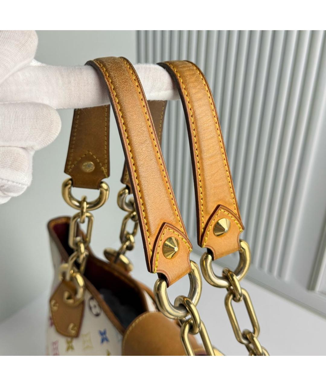 LOUIS VUITTON Белая сумка с короткими ручками из канвы, фото 5