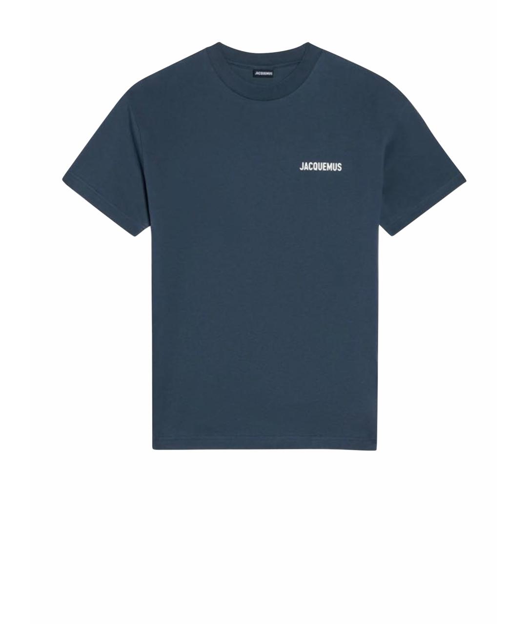 JACQUEMUS Темно-синяя хлопковая футболка, фото 1