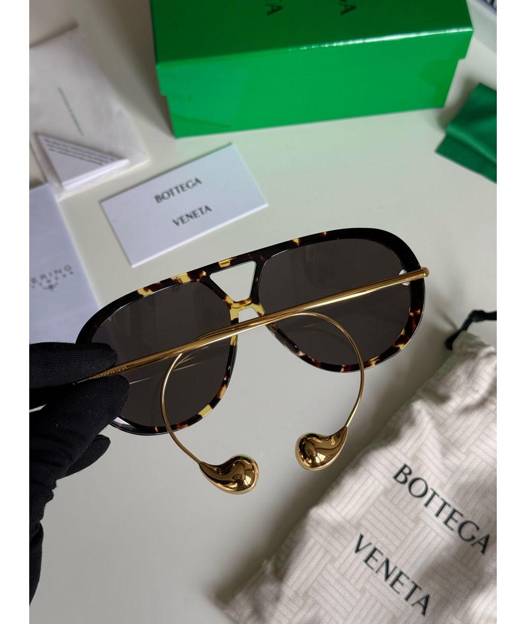 BOTTEGA VENETA Коричневые пластиковые солнцезащитные очки, фото 3