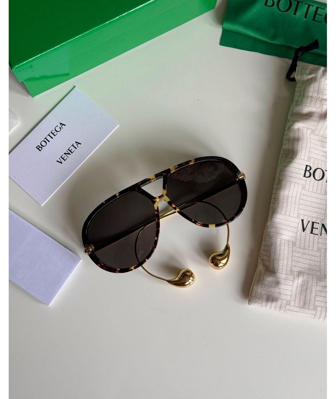 BOTTEGA VENETA Коричневые пластиковые солнцезащитные очки, фото 2