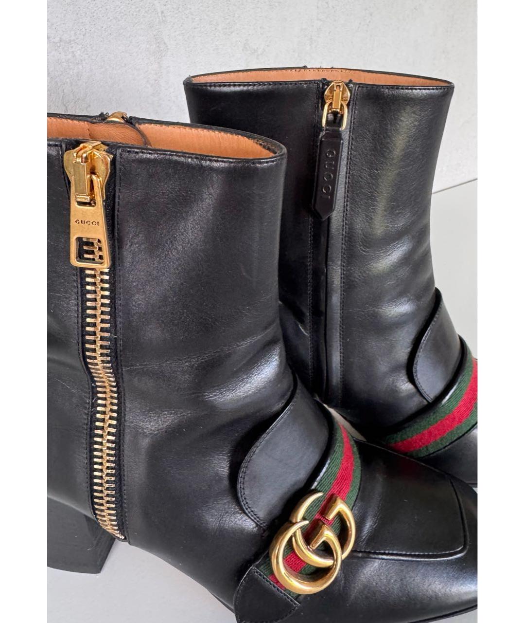 GUCCI Черные кожаные ботильоны, фото 6