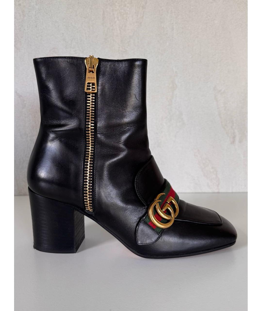 GUCCI Черные кожаные ботильоны, фото 9