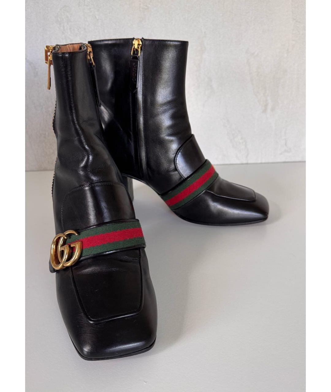 GUCCI Черные кожаные ботильоны, фото 5