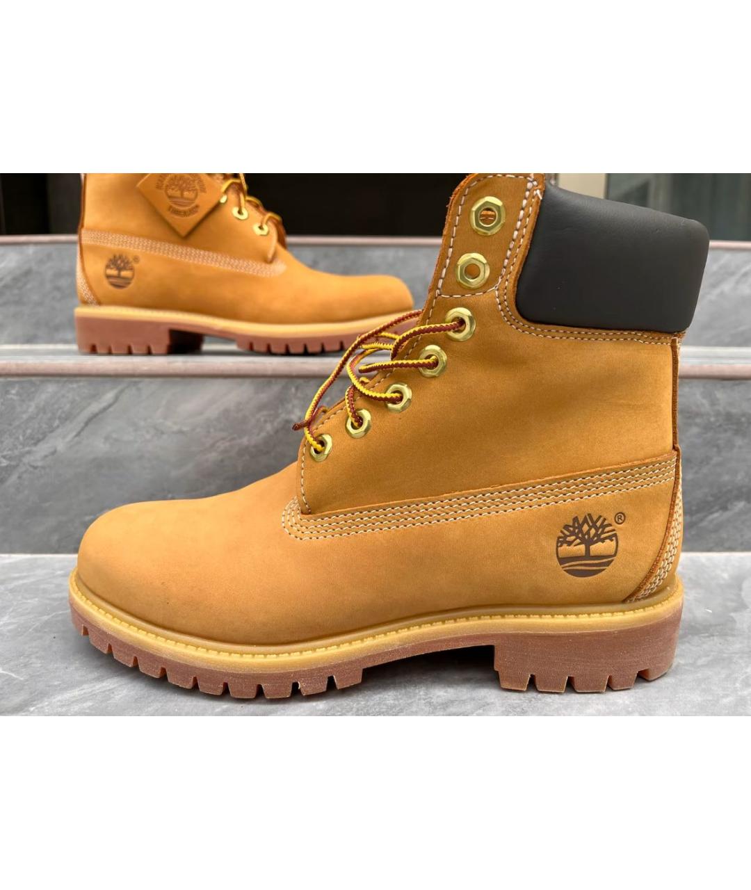 TIMBERLAND Горчичные кожаные высокие ботинки, фото 7