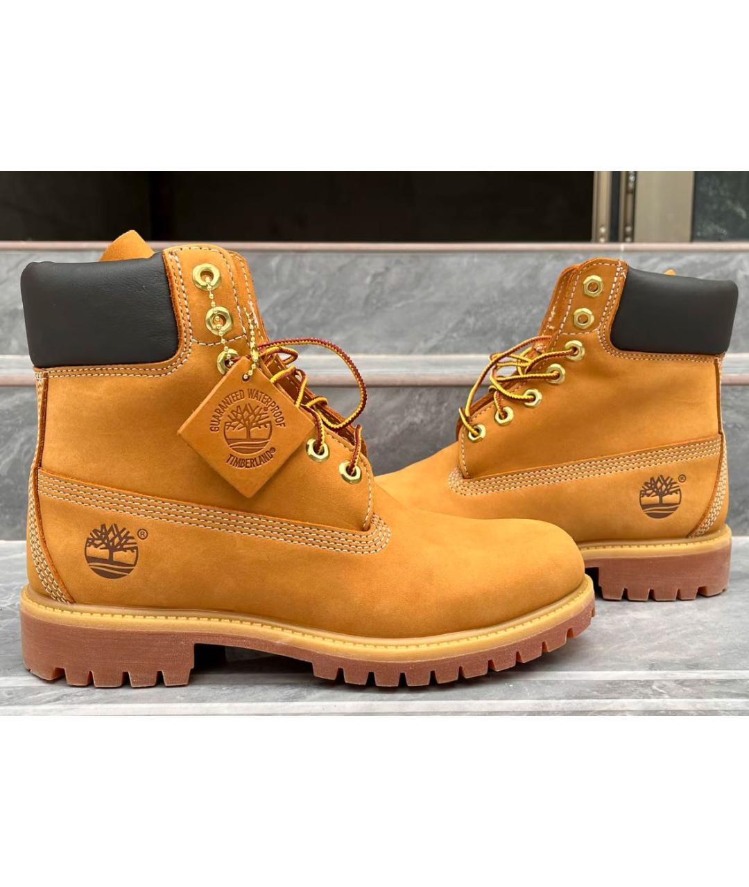 TIMBERLAND Горчичные кожаные высокие ботинки, фото 5